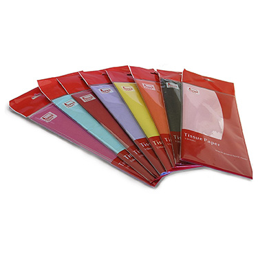 Eight packs of coloured tissue paper for crafting